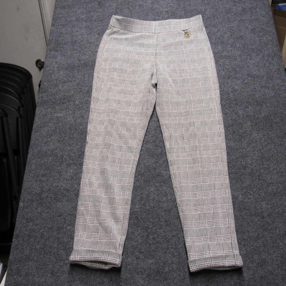 Michael Kors Womens Black White Glen Plaid Pull On Tapered Cuffed Pants Size M